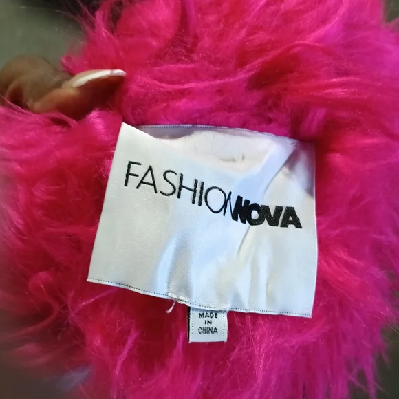 Fashion Nova Hot Pink Faux Fur Coat - Picture 3 of 3